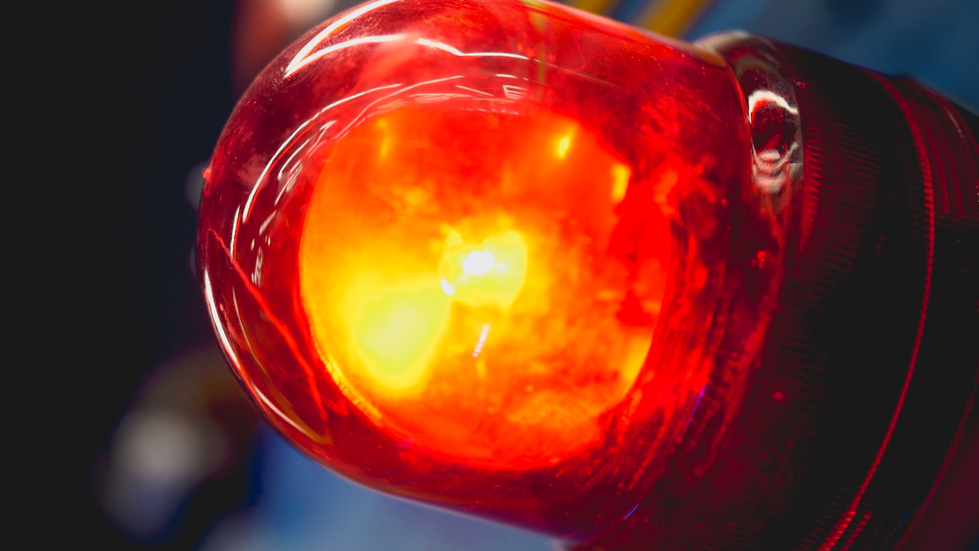 Closeup toned image of red fire alarm light